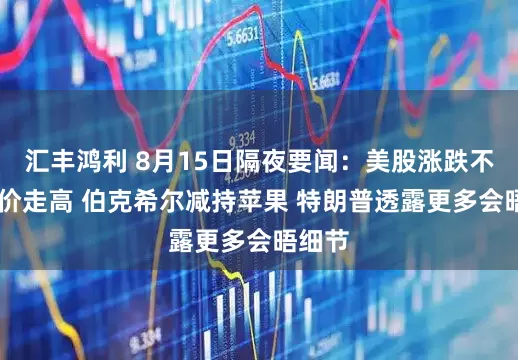 汇丰鸿利 8月15日隔夜要闻：美股涨跌不一 油价走高 伯克希尔减持苹果 特朗普透露更多会晤细节